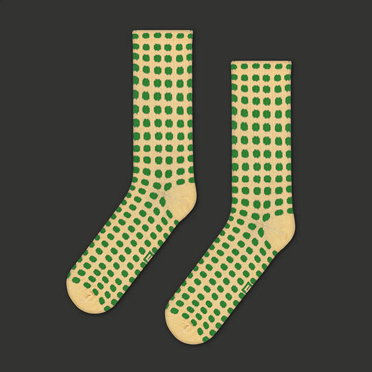 Skarpetki CECH beżowe w zielone grochy